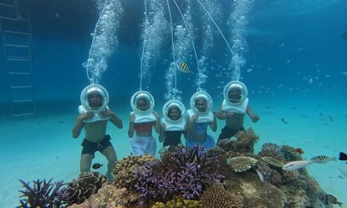 Stroll along the ocean floor and marvel at the colorful and exciting marine life on the ocean floor!,Not a swimmer? No worries! Helmet diving does not require any swimming prowess or complicated gear,Just walk normally as you do above water and enjoy an up-close look at the incredible marine life,Feel safe in the hands of PADI qualified dive instructors